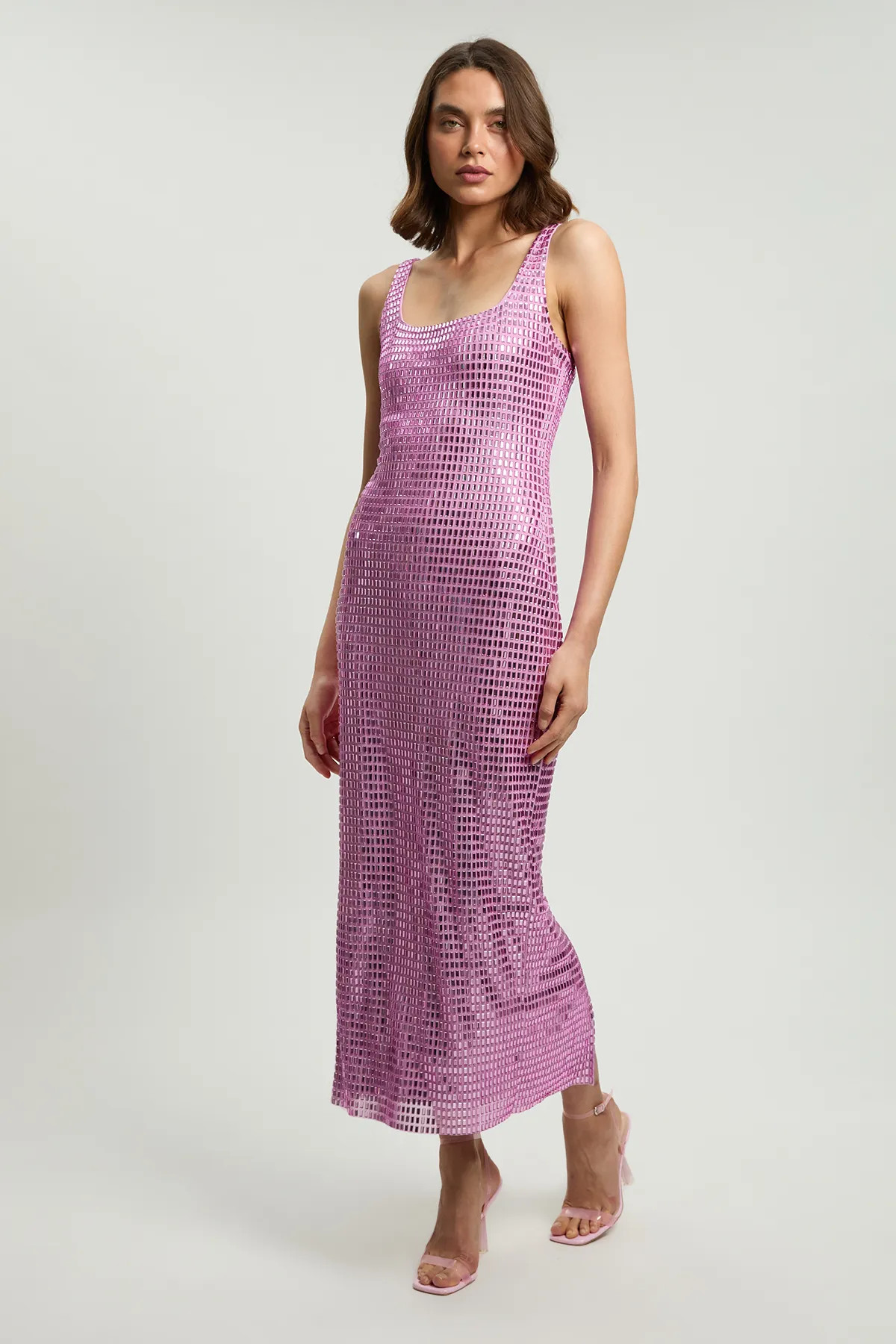 Baby Pink Whitley Neill Premium Crystal Embellished Midi Dress | Karen Millen | Karen Millen