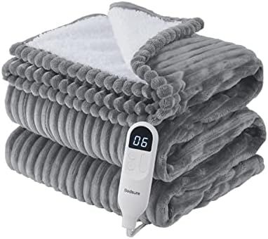 Bedsure Heated Blanket Electric Blanket - Soft Ribbed Fleece 50x60 Fast Heating Electric Throw wi... | Amazon (US)