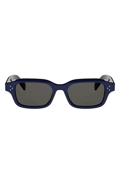 CELINE 3 Dots 52mm Rectangle Sunglasses in Shiny Blue/smoke at Nordstrom | Nordstrom
