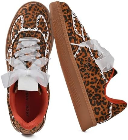 JACKSHIBO Women's Ribbon Lace-Up Fashion Sneakers Arch Support Gum Sole Tennis Walking Shoes with... | Amazon (US)