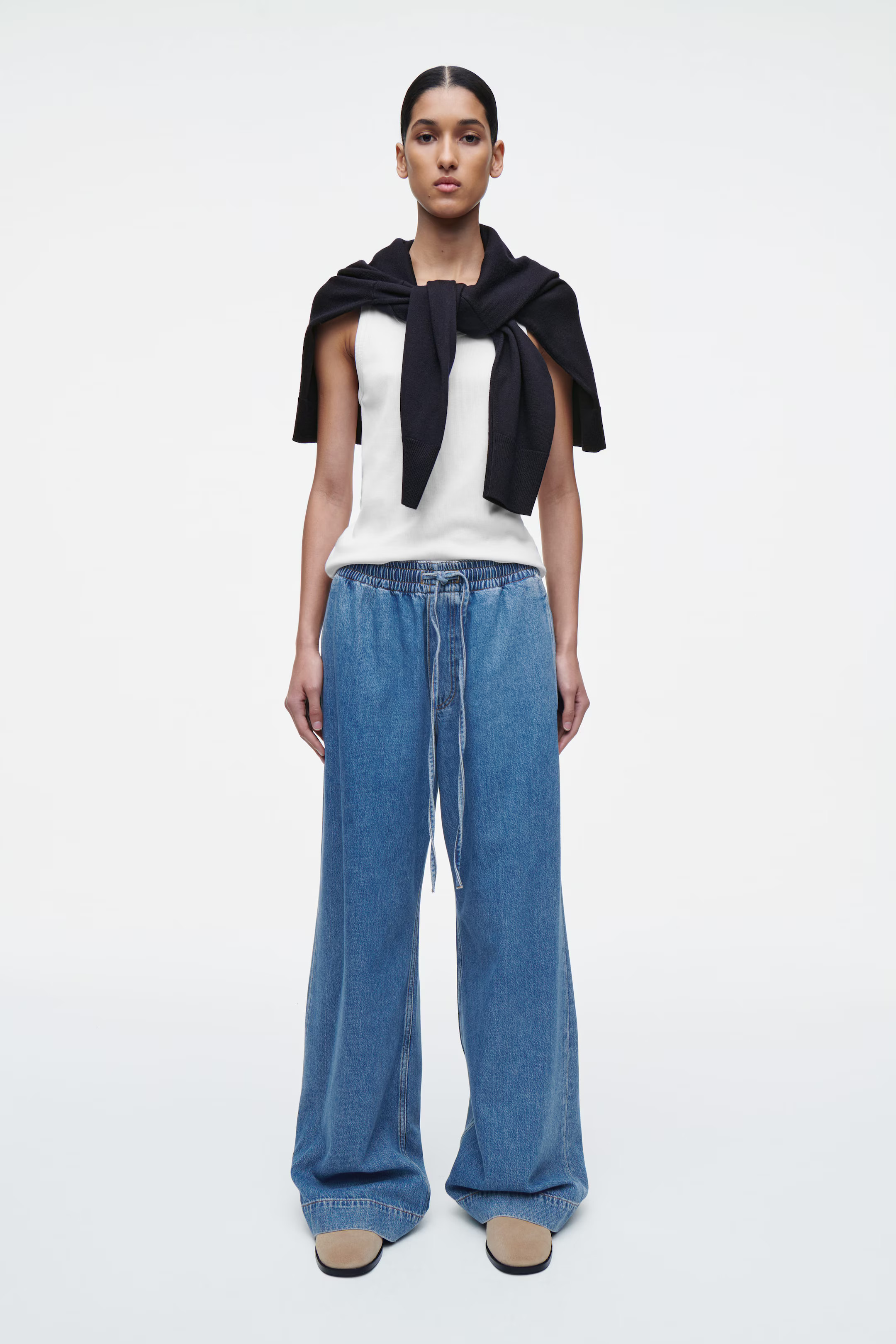 WIDE-LEG FLUID DENIM PANTS - WASHED BLUE | COS (AU)