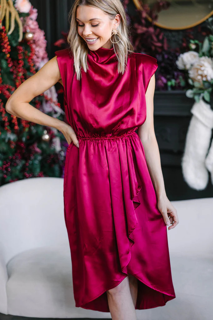 All Eyes On You Ruby Red Satin Midi Dress | The Mint Julep Boutique
