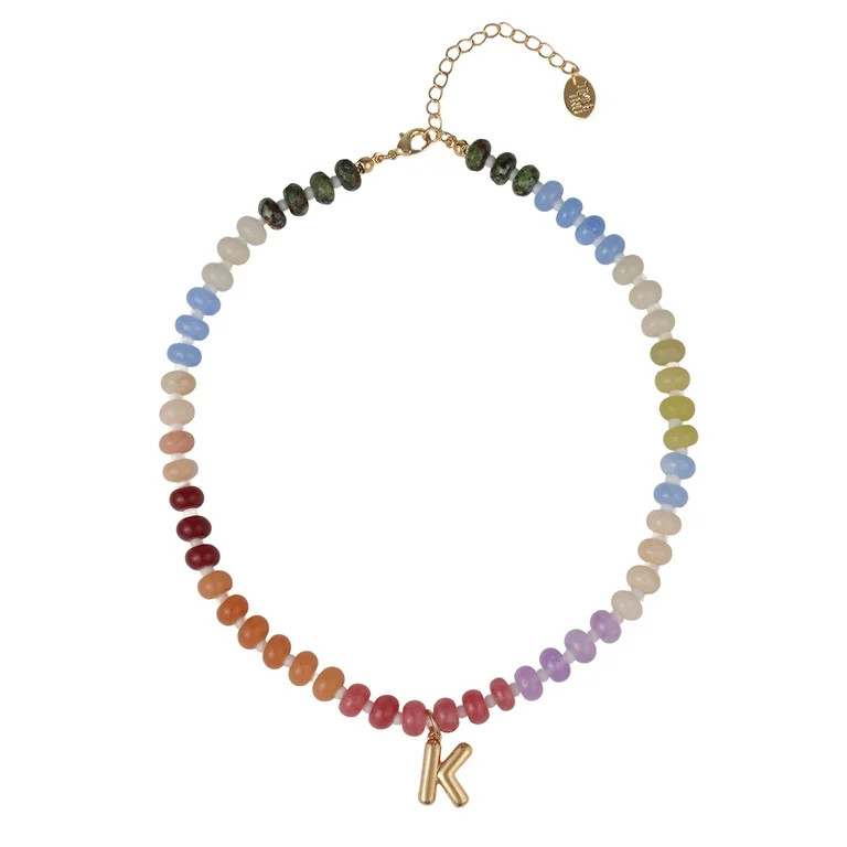 Time and Tru Goldtone Multicolored Bead Initial "K" Necklace | Walmart (US)