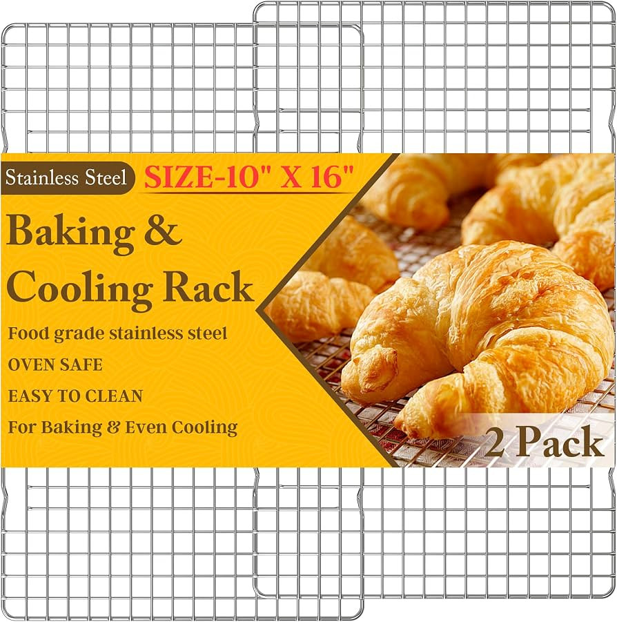 2PCS Cooling Racks for Cooking and Baking - 10" x 16"Heavy Duty Stainless Steel Wire Rack for Bak... | Amazon (US)