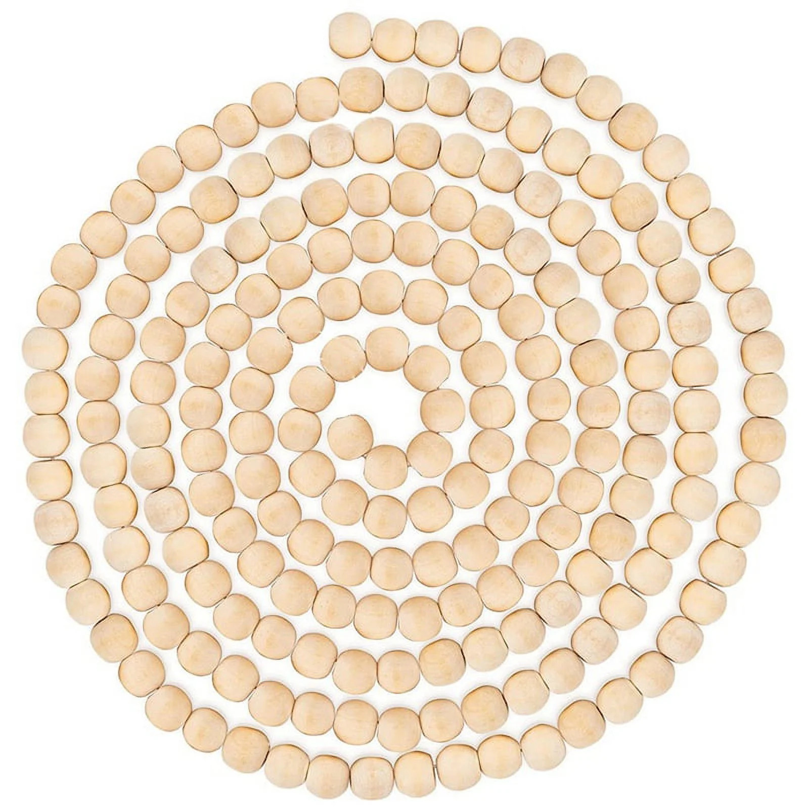9 Foot Natural Wood Bead Christmas Garland Wooden Tree for Rustic Country Farmhouse | Walmart (US)