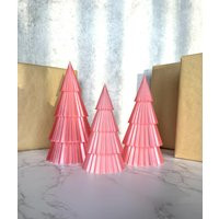 Shimmering Pink Christmas Trees, Stackable Translucent Holiday Tabletop Decor, Mini Nesting Girly Home Fun Trendy Decor | Etsy (US)