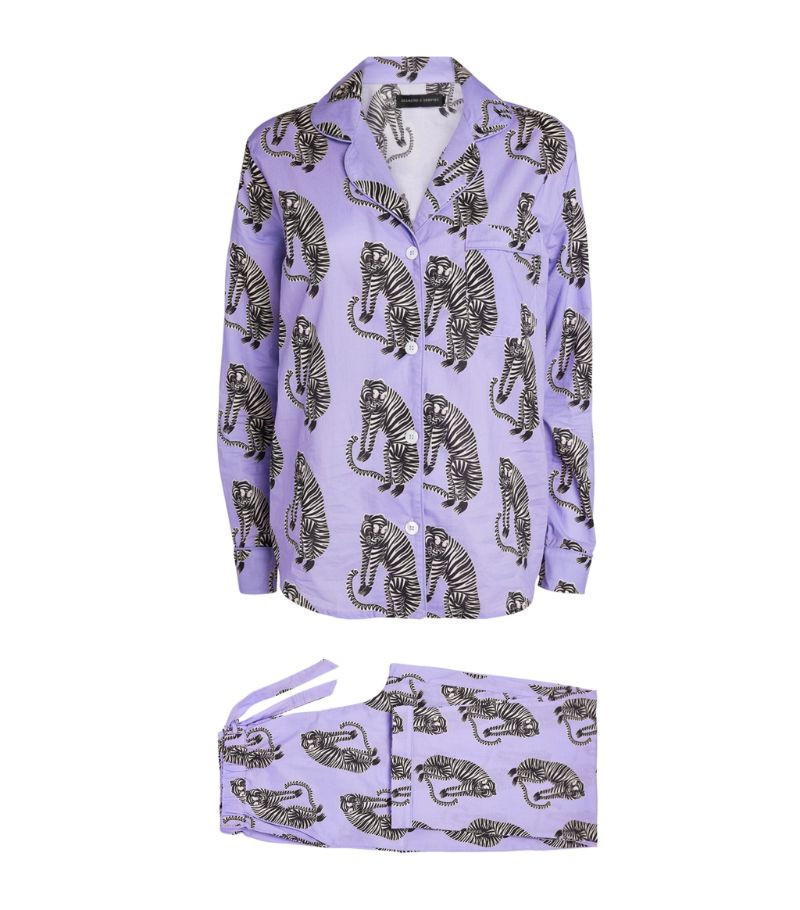 Desmond & Dempsey Sansindo Tiger Print Pyjama Set | Harrods