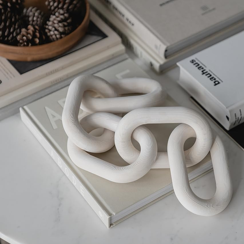 PEAKOLY Wood Chain Link Decor - Modern Coffee Table Decor Items, Black Chain Decor for Coffee Tab... | Amazon (US)