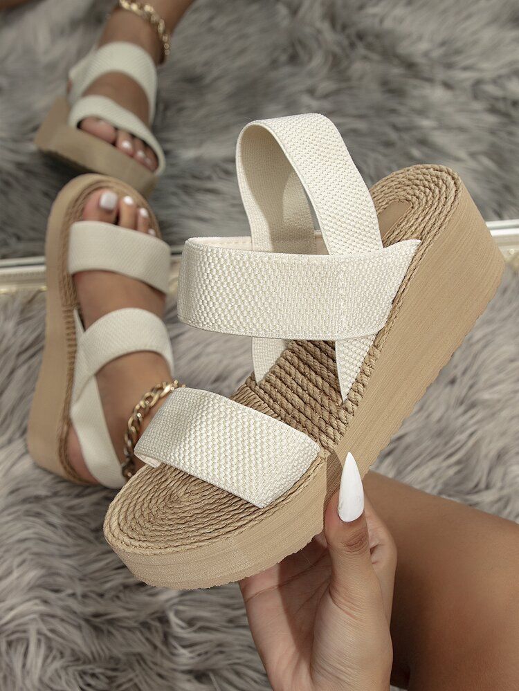 Women Minimalist Double Strap Slingback Wedge Sandals
       
              
              $10.40... | SHEIN