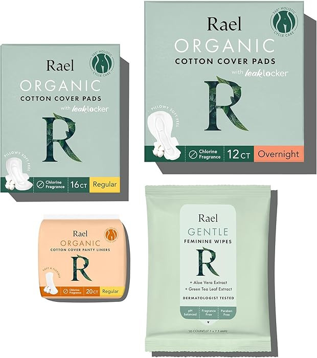 Rael Feminine Care, Period Essential for Women - Organic Cotton Cover Regular & Overnight Pads fo... | Amazon (US)
