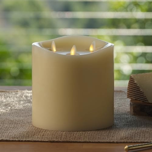 Luminara Tri-Flame Flameless LED Candle, Ivory 5.8" x 5.7", Moving Flame Real Wax Home Decor Battery Operated Emergency Light, Religious Ceremony Safe | Amazon (US)