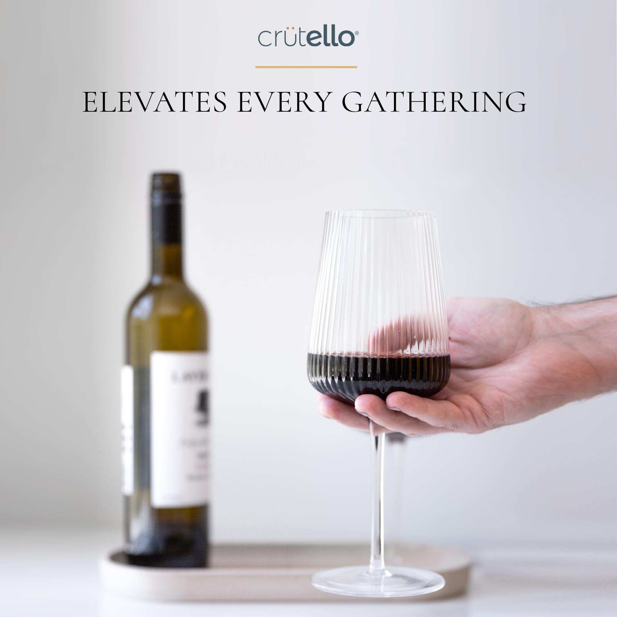 Crutello Modern Wine Glasses 17 oz Glassware, Set of 4, Unique Fluted Glassware with Vintage Ripp... | Amazon (US)