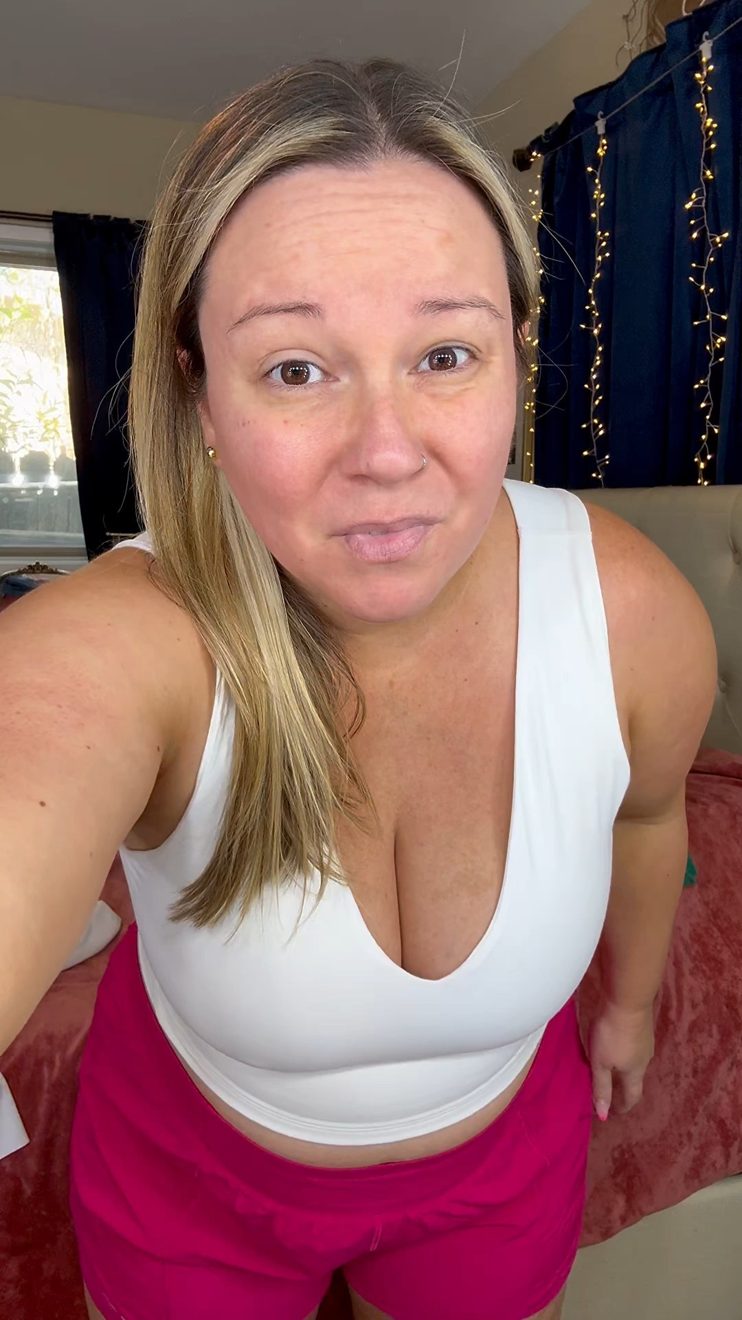 Working on stronger not skinnier in 2025! Decided to get myself together and get outside and move my body and it felt so good! 
Sports bra size XL 
Top size LARGE 
Shorts size 14

Spring style, active wear, lululemon, athleisure wear, sunscreen, sunglasses, petite style, size 12, size 14



#LTKActive #LTKMidsize #LTKOver40