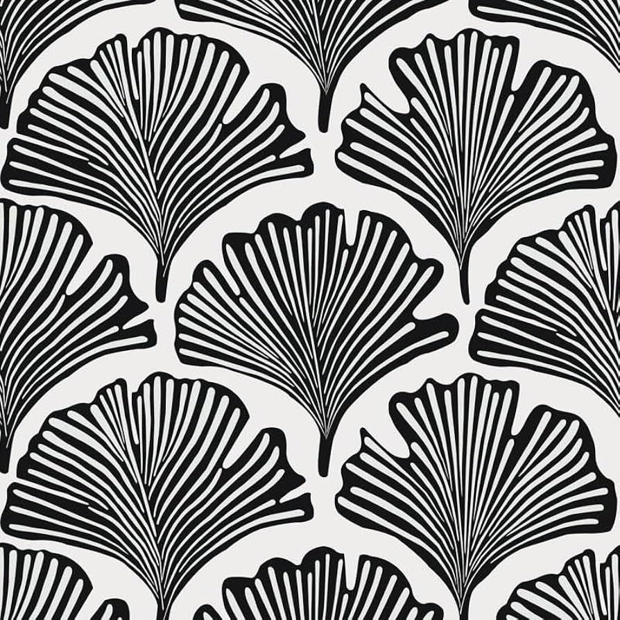 Okydoky Wallpaper Peel and Stick Wallpaper, Black and White Feather Palm Wall Paper, Floral Conta... | Amazon (US)