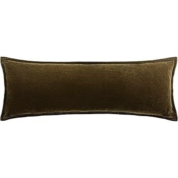 HiEnd Accents Stella Faux Silk Velvet Lumbar Pillow, 14x42 inch, Green Ochre, Romantic Western Mo... | Amazon (US)