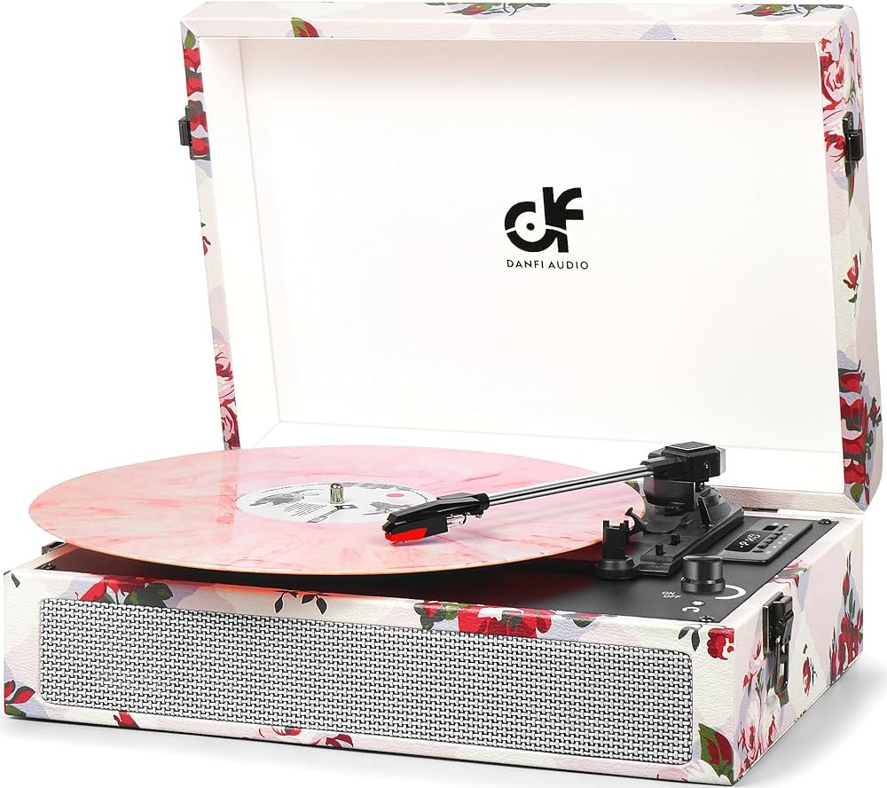 Record Player with Built-in 2 Speakers, Vintage 3-Speed Portable Bluetooth Suitcase Vinyl Player ... | Amazon (US)