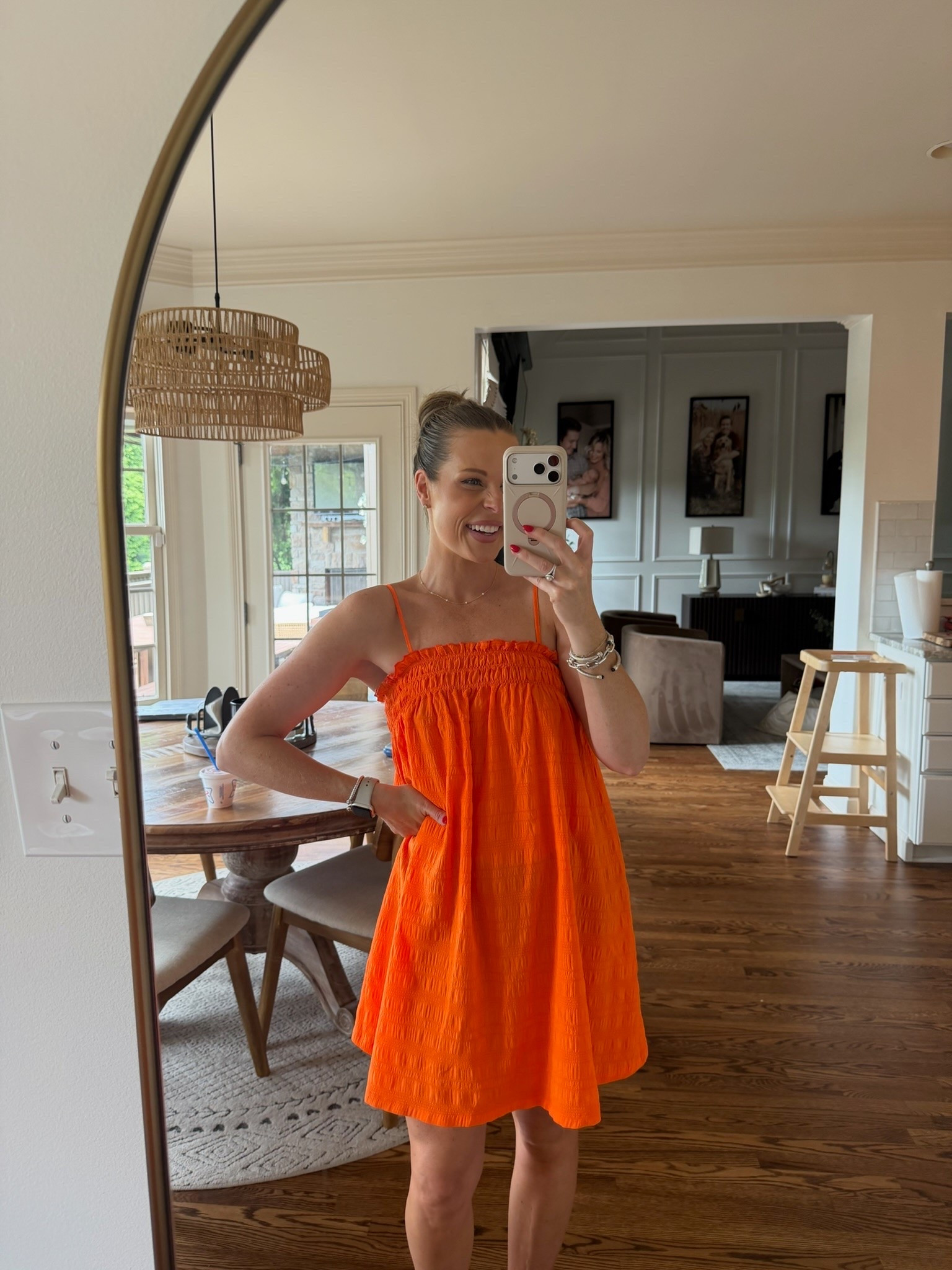 Wearing a size small in this comfy, flowy dress🧡 perfect for summer and football season!

Orange dress, babydoll dress, flowy dress, summer style, easy outfit, football game dress

#LTKootd