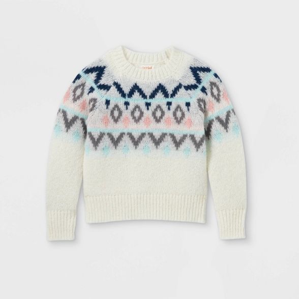 Girls&#39; Fair Isle Pullover Sweater - Cat &#38; Jack&#8482; Cream M | Target
