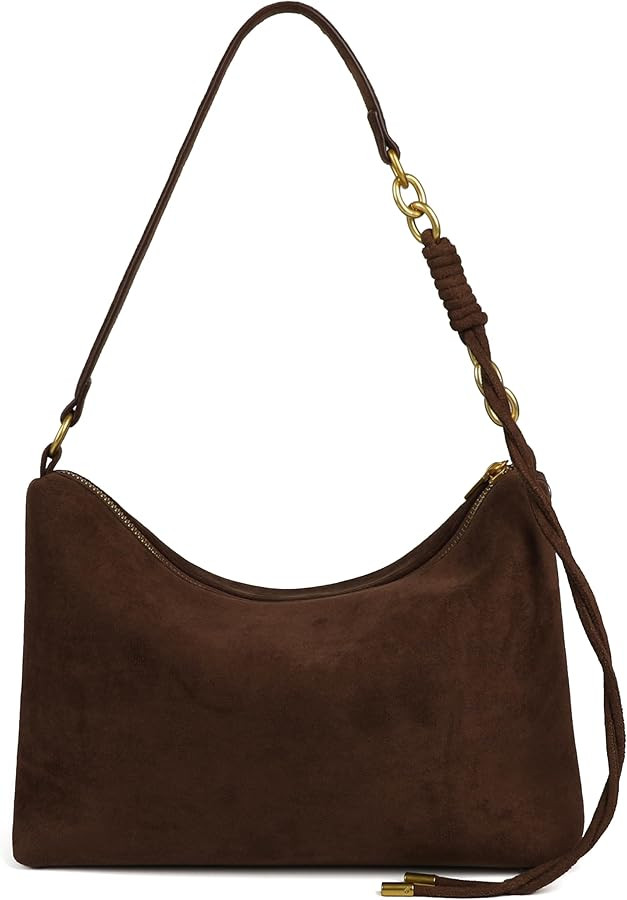 Dark Coffee Premium Slouchy Suede Shoulder Bag for Women, Small Faux Satchels Hobo Purses Crossbo... | Amazon (US)
