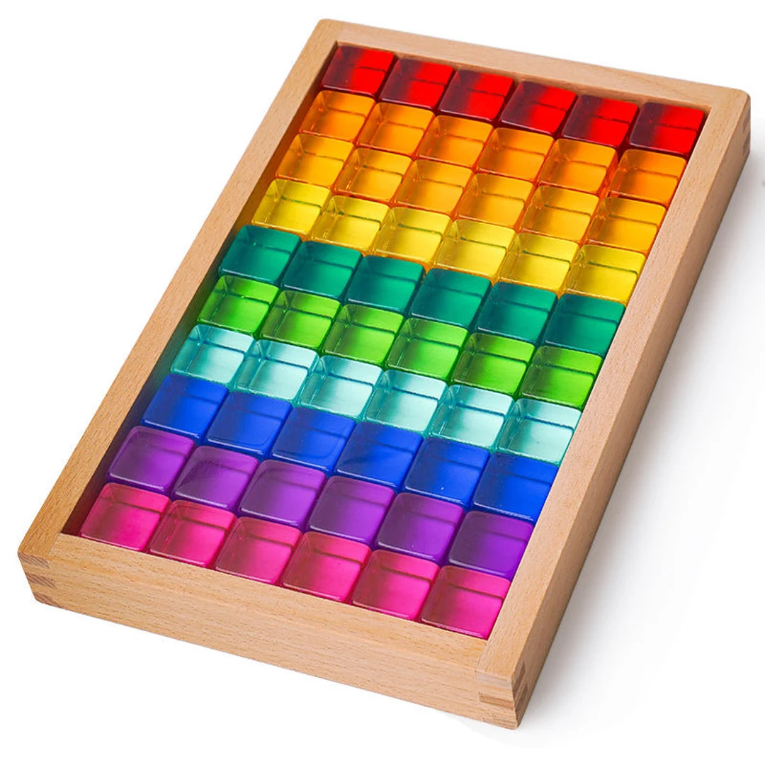 60 Pcs Rainbow Translucent Lucite Cubes Set With Storage Tray - Etsy | Etsy (US)