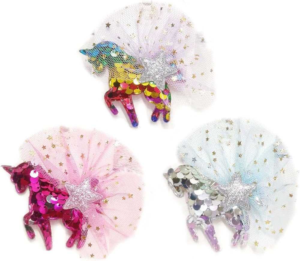 3 Pack Hair Clips for Kids Costume Party Cute Unicorn Clips for Little Girls, Shine and Beautiful... | Amazon (US)