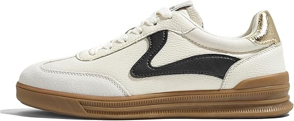 LUCKY STEP Women's Retro Fashion Sneakers Classic Cute Casual Trainers Trendy Footwear Lace up Te... | Amazon (US)