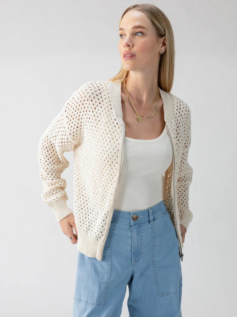 Stepping Out Bomber Sweater Jacket Eco Natural | Sanctuary Clothing