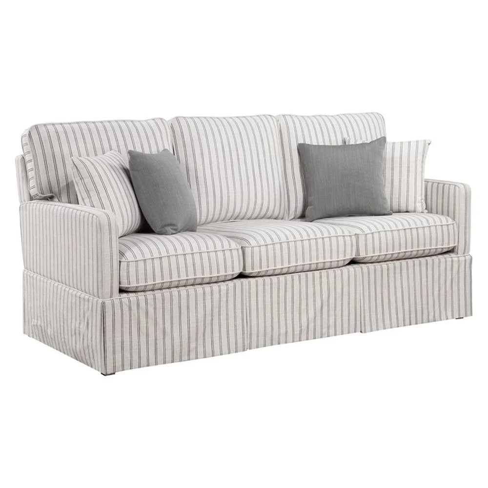 Lexicon Hampstead Fabric Sofa in White & Gray Stripe | Walmart (US)