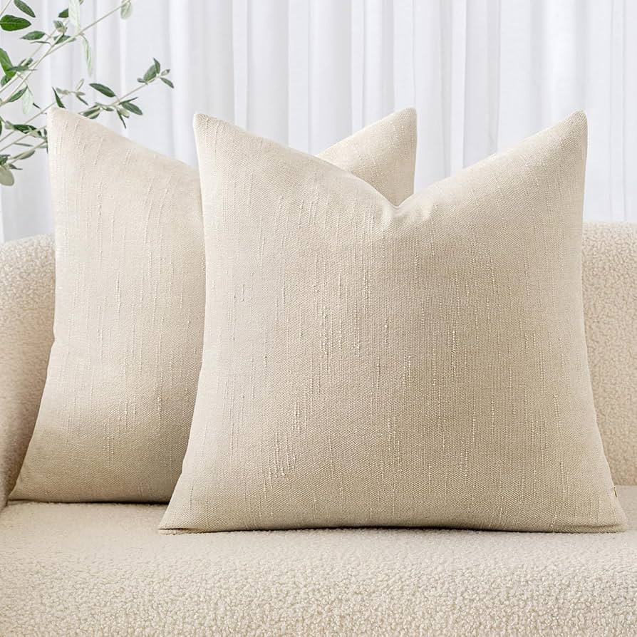 MIULEE Pack of 2 Decorative Throw Pillow Covers Soft Chenille Throw Pillows Solid Textured Cushio... | Amazon (US)