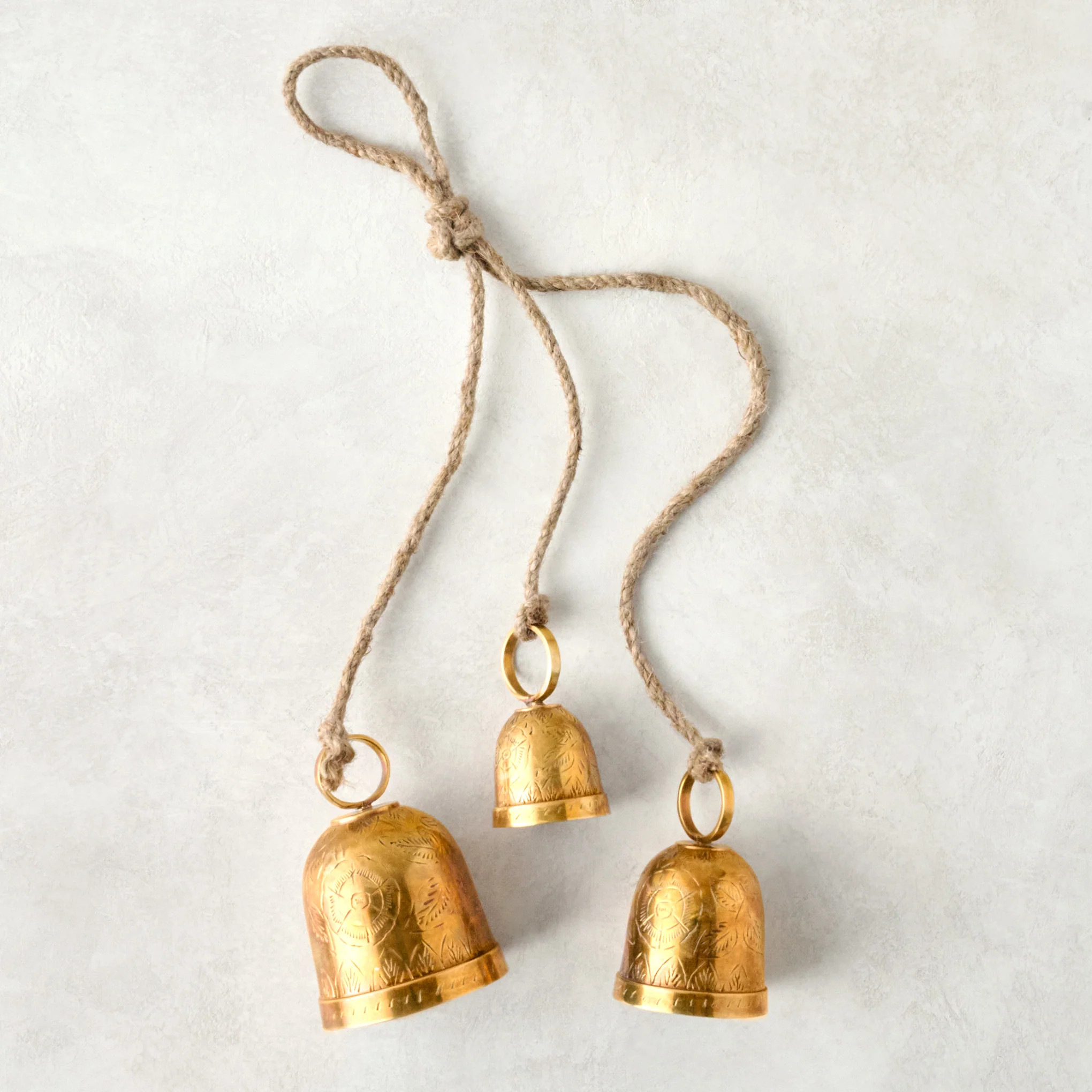 Etched Brass Hanging Bells | Magnolia