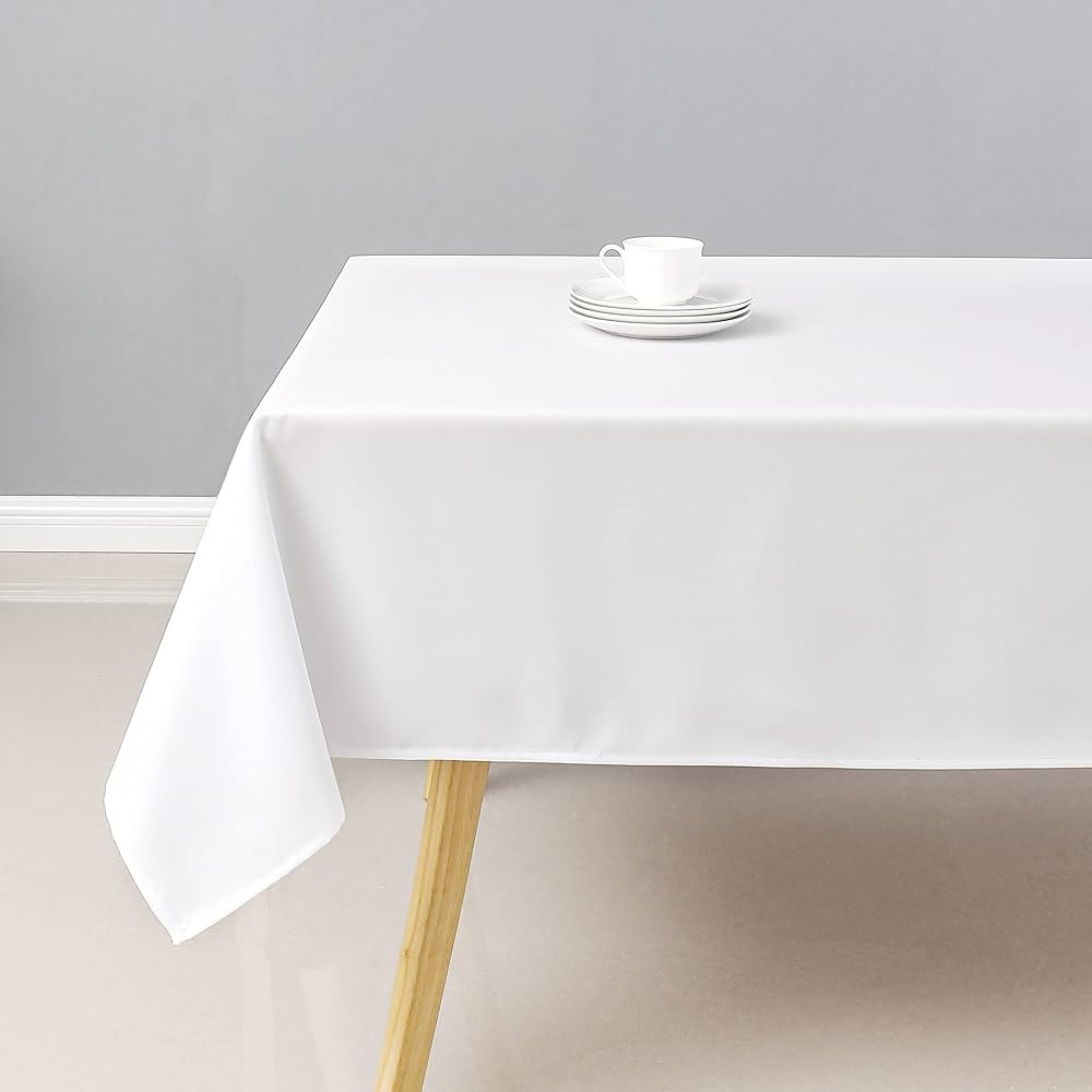 Wewoch White Rectangle Tablecloth Wrinkle Resistant Washable Fabric Table Cloth for Dining,Kitche... | Amazon (US)