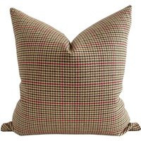 Warm Winter Plaid Pillow Cover, Tan Brown & Red Designer Pillow, Hackner Home | Etsy (US)