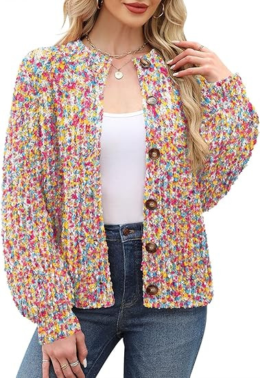 Rapbin Women's Cable Knit Cardigan Open Front Sweater Casual Long Sleeve Button Coats Outerwear | Amazon (US)