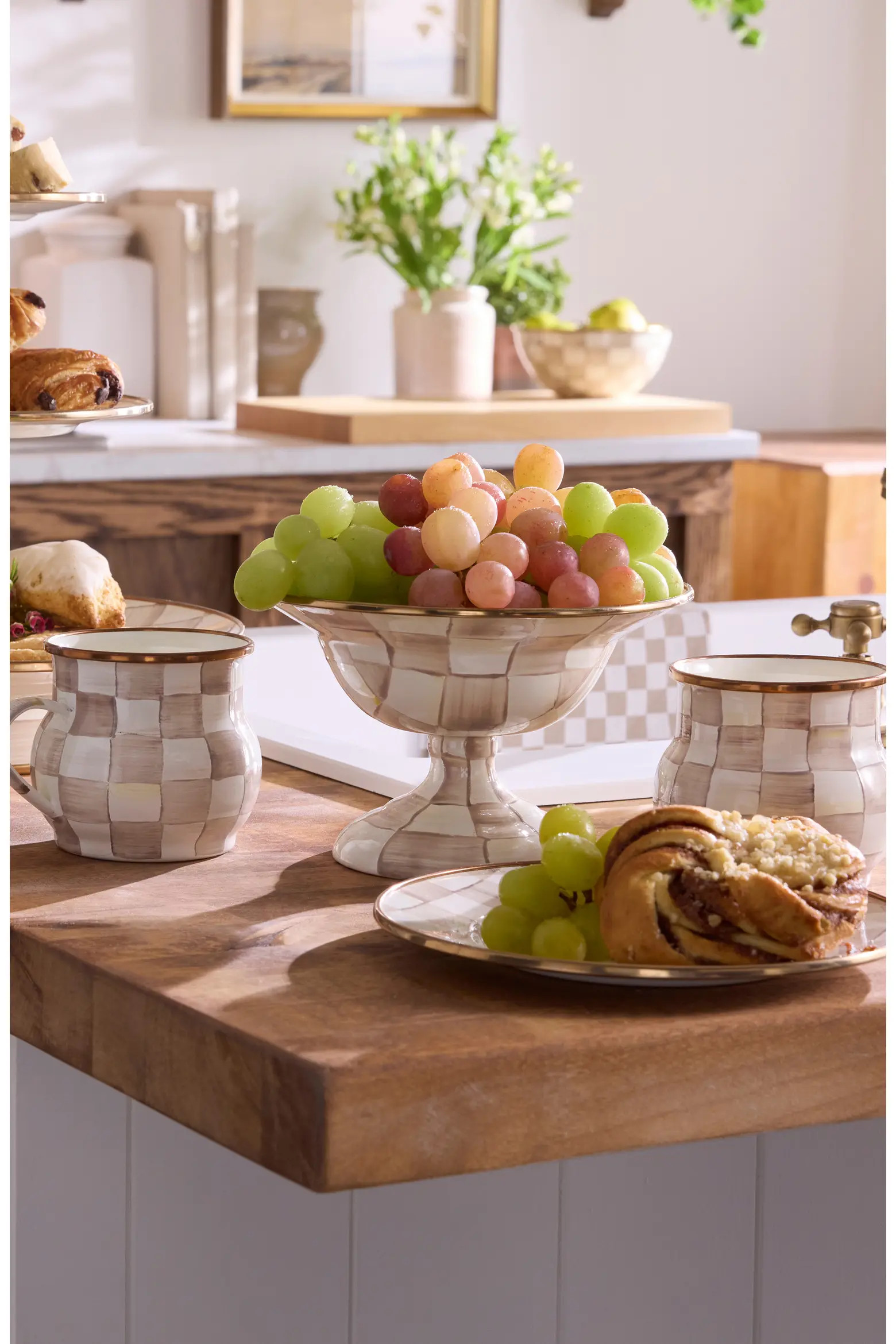 Mocha Check Large Enameled Steel Compote Bowl | Nordstrom | Nordstrom