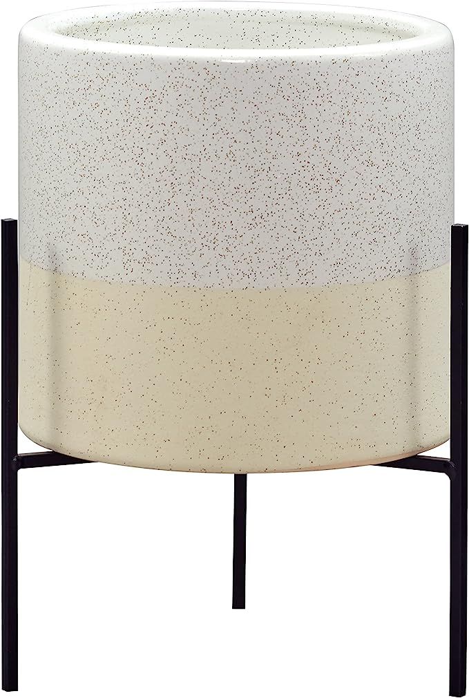 Rivet Mid-Century Ceramic Planter with Stand, 14"H, White | Amazon (US)