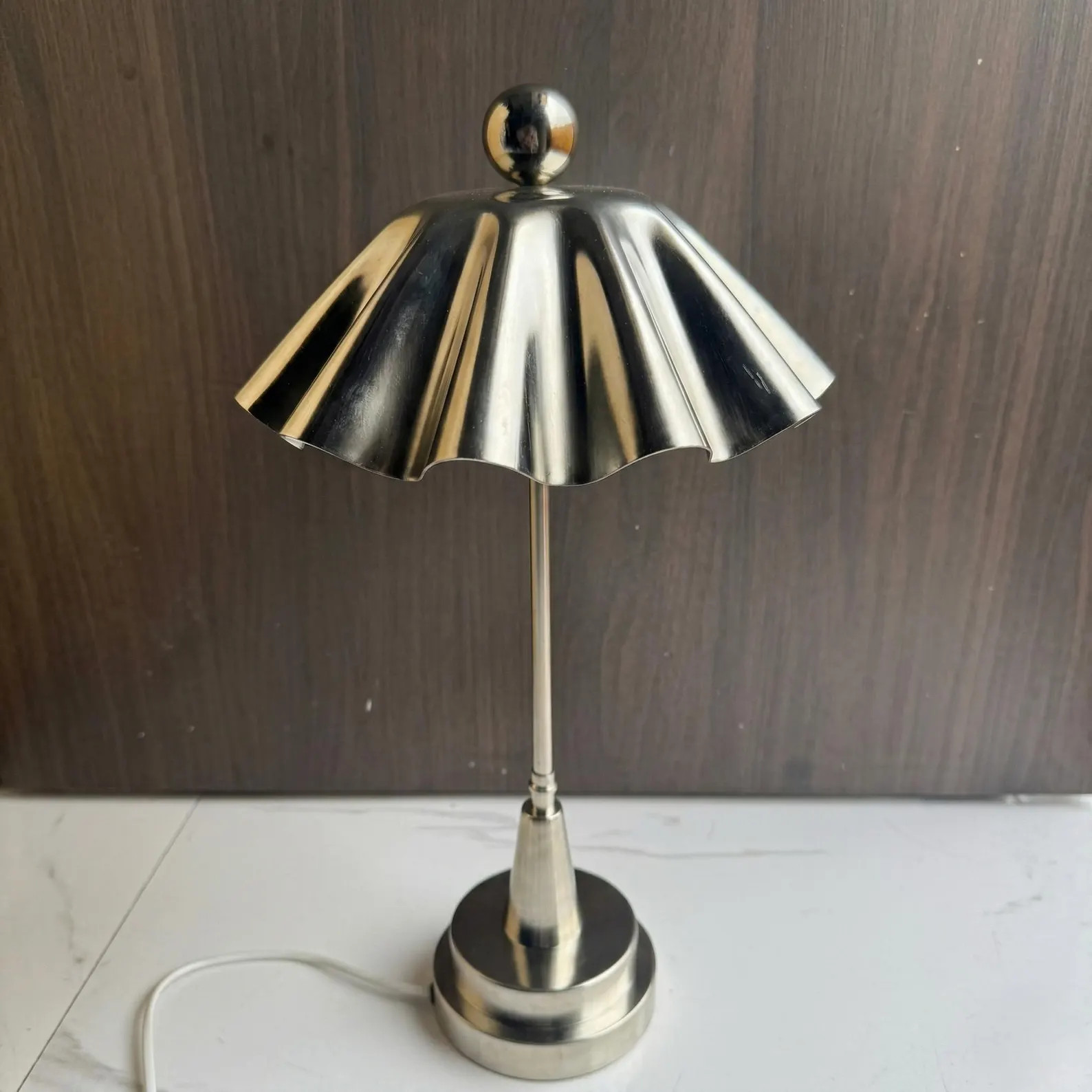 Polished Chrome Small Table Lamp - Warm table Lamp - Fluted Mushroom Desk Lamp - Art Deco Lamp - ... | Etsy (Global)