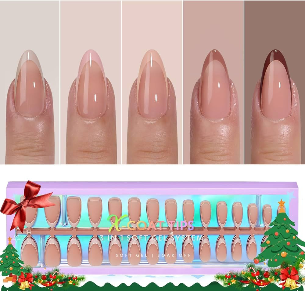 btartboxnails X-Coat Tips French Nails - Skin Tones French Tip Press on Nails, 150Pcs 15 Sizes Me... | Amazon (US)