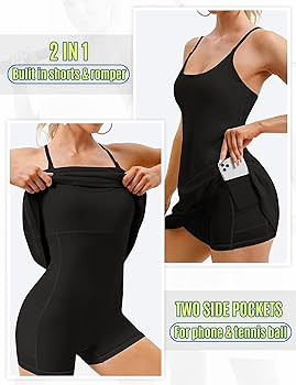 Womens Tennis Dress, Workout Dress with Built-in Bra & Shorts Pockets Exercise Dress for Golf Ath... | Amazon (US)