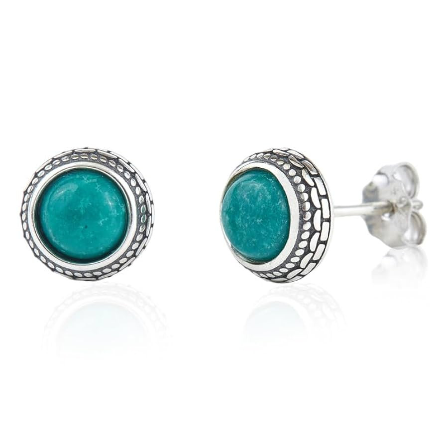 Small Green Turquoise 925 Sterling Silver Hypoallergenic Stud Earrings Jewelry for Women Western ... | Amazon (US)
