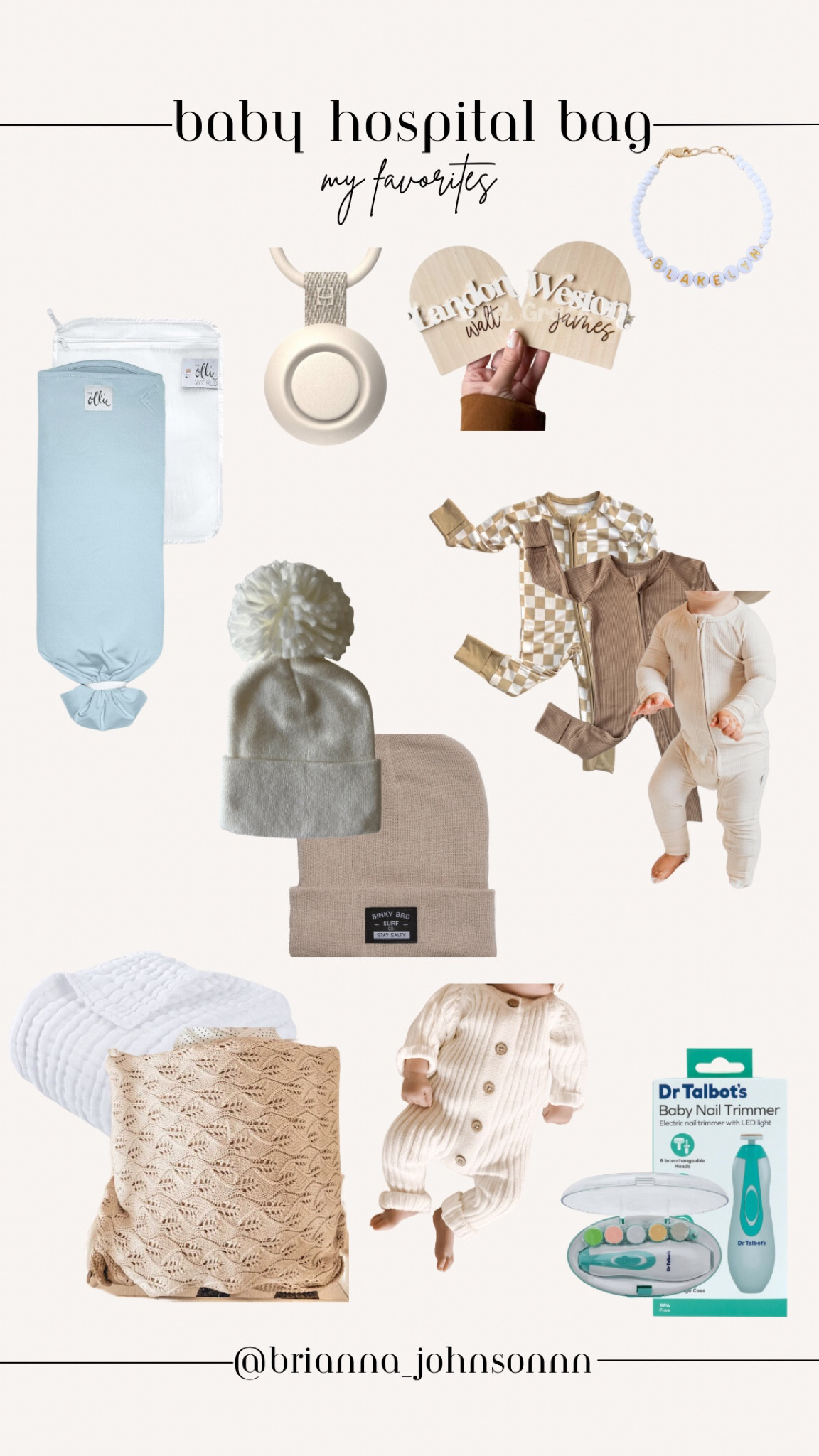 Baby hospital bag

Little Miss Dainty Co code: BLAKELYN
Dream Big Little Co code: BLAKELYN
Millie + Roo code: ELBOW
Beanie: @binkybros 
Knit blanket and romper: Little B’s Nursery

#LTKBump #LTKFamily #LTKBaby