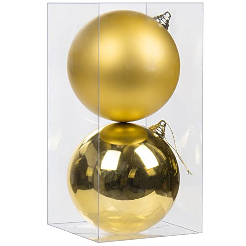 Christmas Ornaments Balls 5.9" Large Christmas Decorations Xmas Tree Shatterproof Big Gold Christmas Ball Ornaments with Hanging Loop for Wedding Holiday Halloween Party Indoor Outdoor Decor 2 Pcs | Amazon (US)