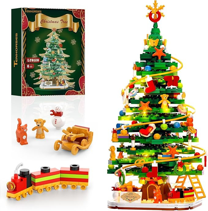 Christmas Tree with LED Light Building Blocks, Compatible with Lego Christmas Ornaments Set for T... | Amazon (US)