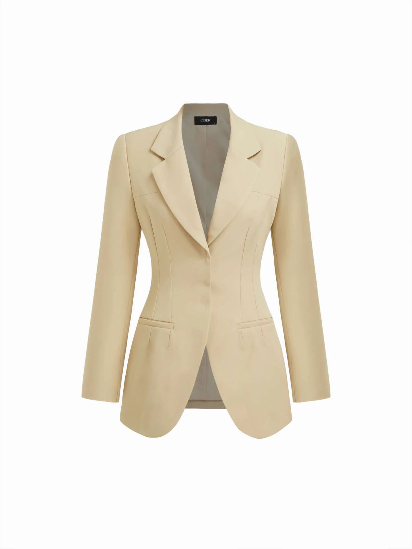 Collar Button Pocket Cinched Waist Blazer | Cider