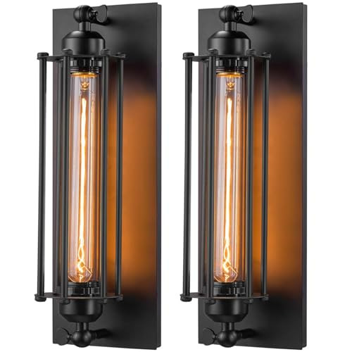 Licperron Sconces Wall Lighting, Industrial Black Wall Sconces Antique Light Fixtures for Bedside, Bar, Restaurant, Hallway, Indoor&Outdoor Wall Decor, E26 & E27 Bar Lights, UL Approval, 2 Pack | Amazon (US)