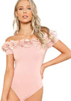 Click for more info about Floerns Women's 3D Flower Applique Off The Shoulder Bodysuit