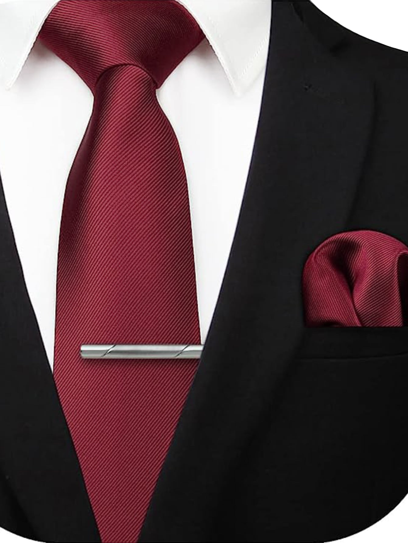 buio rosso Cravatta , Fazzoletto da taschino e Fermacravatta Set | SHEIN