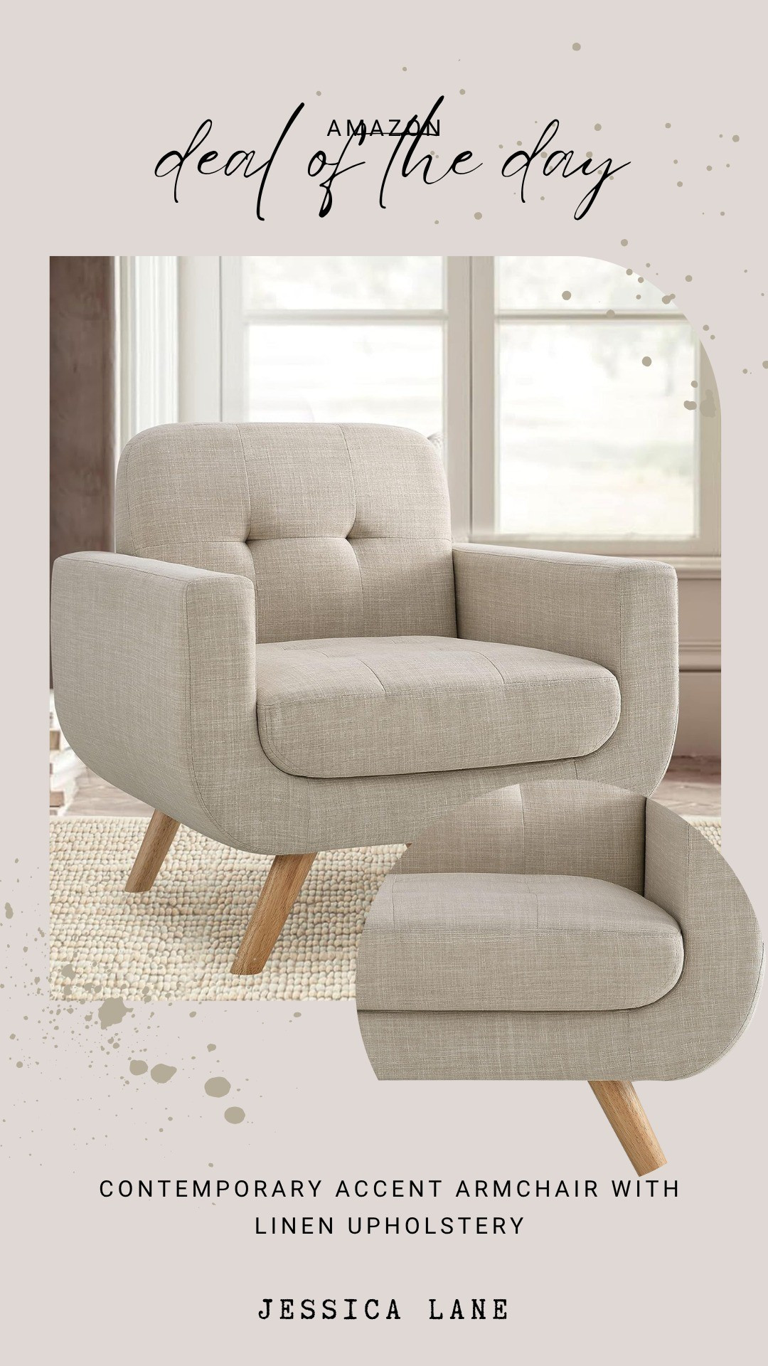 This contemporary accent armchair with linen upholstery is the perfect blend of comfort and style. Grab this beautiful seating option while it is featured as a deal of the day.#amazonhome #interiordesign #accentchair #homedeals

#LTKSaleAlert #LTKHome