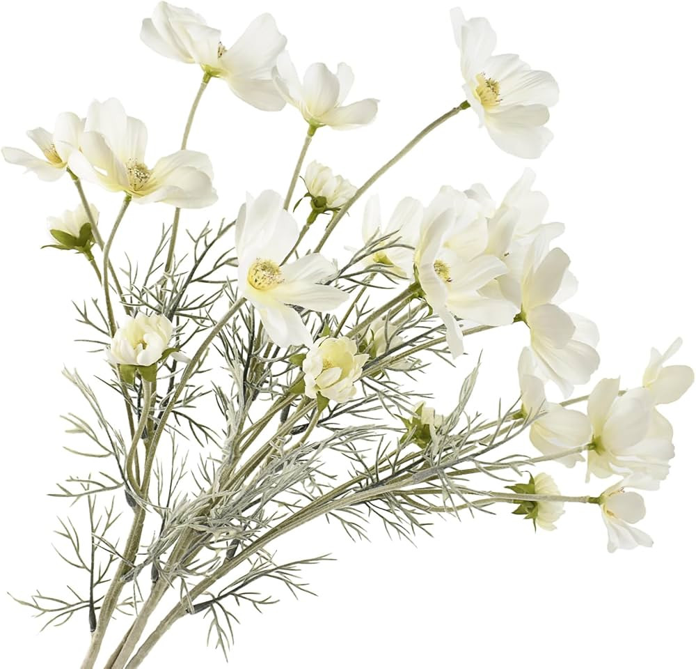 4PCS Artificial Wild Flower Fake Cosmos with Long stem Faux Silk Flowers for Wedding Bridal Bouqu... | Amazon (US)