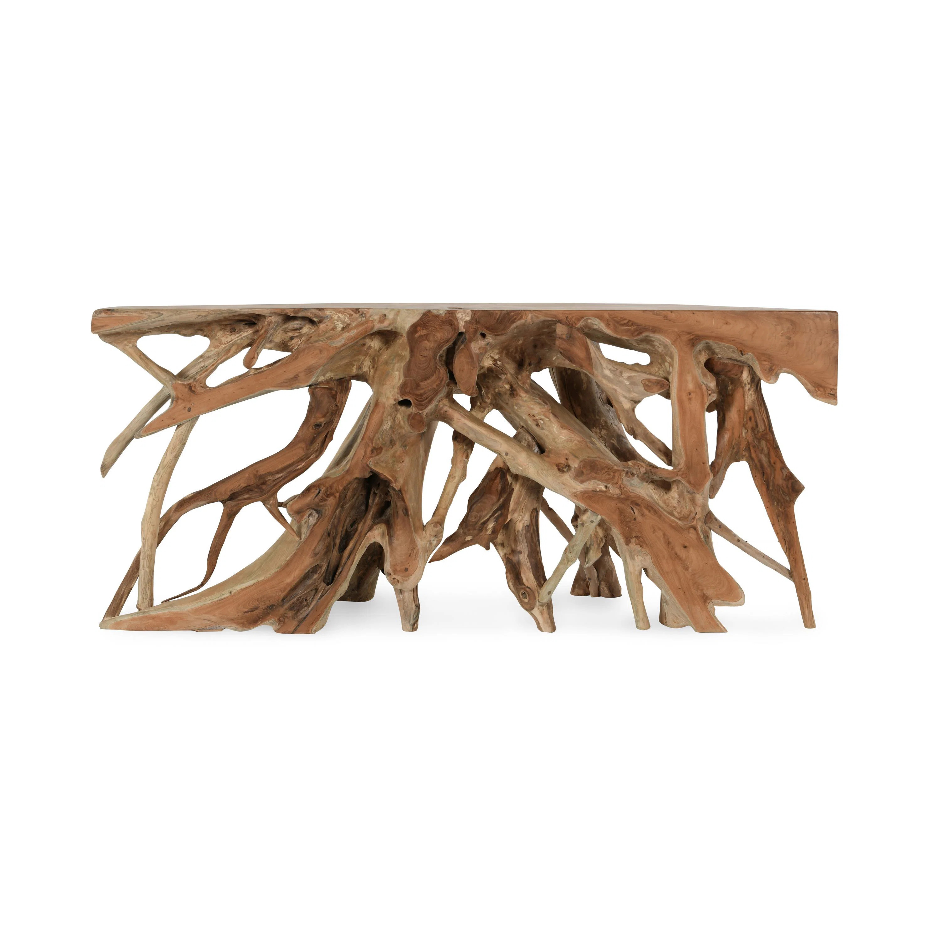 Cypress Natural Root Teak Wood Sofa Console Table | Wayfair North America