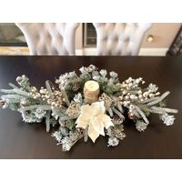 Christmas Centerpiece For Table, Decor, Dining Table Holiday Centerpiece, Candle Ring, Elegant | Etsy (US)